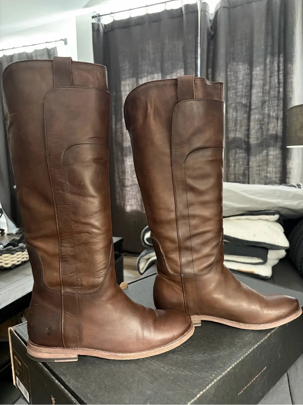 Frye Paige (Slate) Leather Tall Riding Boots (brown)